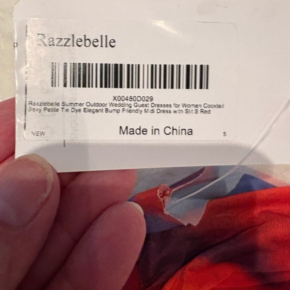 NWT Razzlebelle Red and Blue tie-dye Strapless Midi Dress - Picture 2 of 4